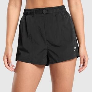 Gymshark Women Buckle Waisted Atletic Shorts Size Small Black Waist 13.5"